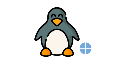 Penguin with a bouncing ball, the ball is the Quarto logo.